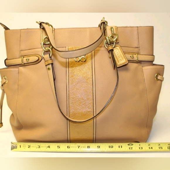 Coach New York Colette Leather Stripe North South Shoulder Tote Bag VINTAGE RARE - Picture 5 of 11